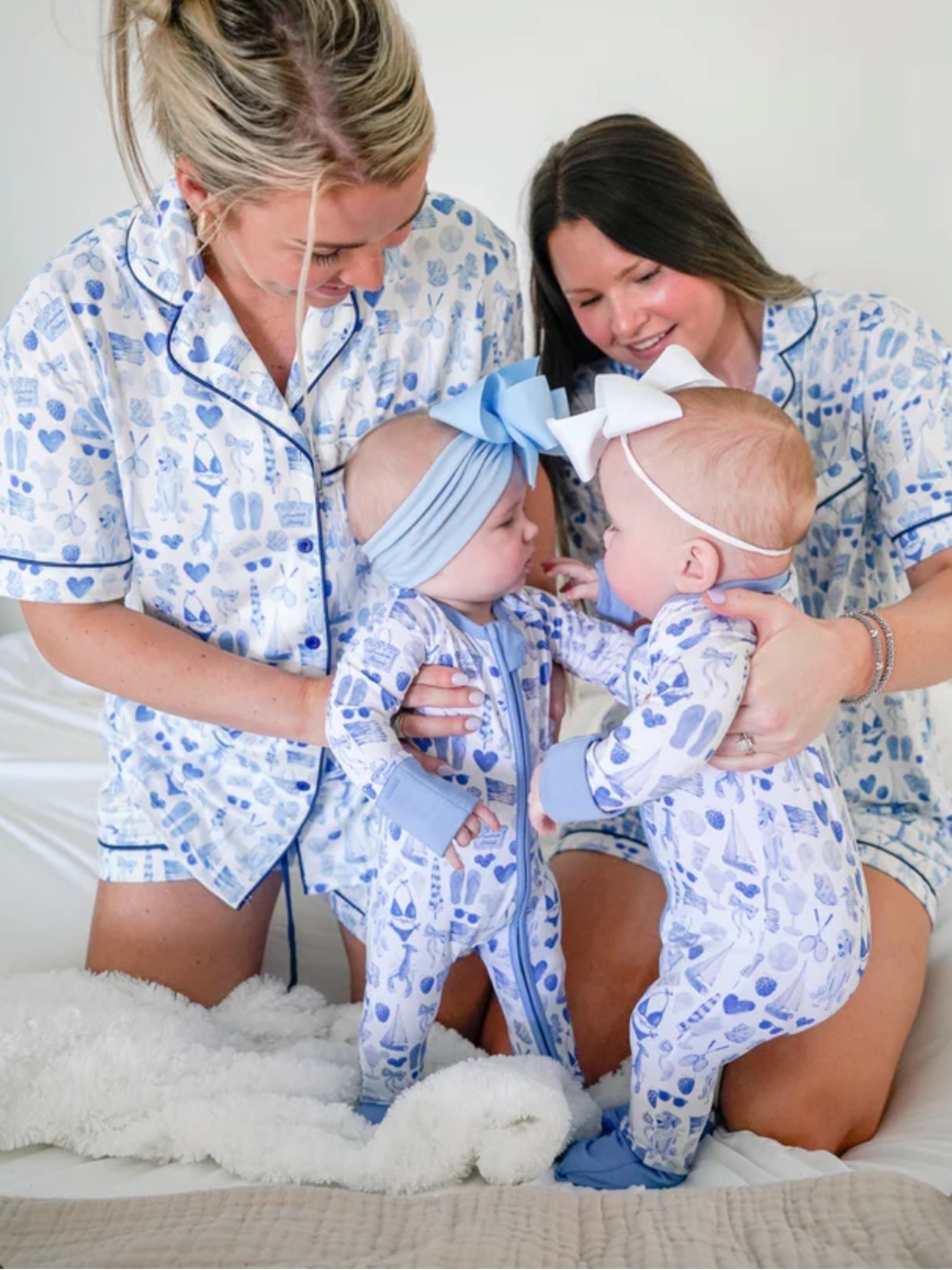 Light Blue coastal Americana Short Pajama Set
